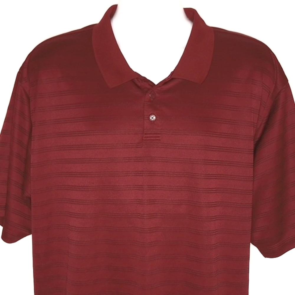 Adidas Men's Maroon Striped Athletic Quick Dry Short Sleeve Polo Shirt XXL